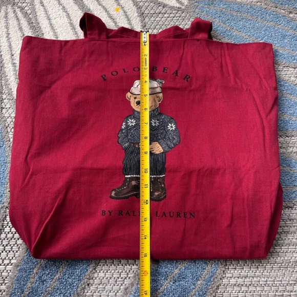 Ralph Lauren Polo Bear Red Canvas Tote Shopping Bag - Picture 6 of 6